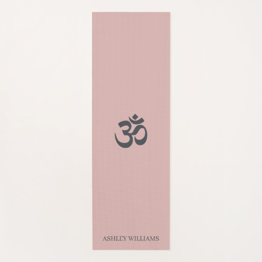 Stijlvolle script naam Om symbool zilver roze Yogamat (Voorkant)