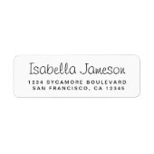 Stijlvolle script naam retouradres etiket (Voorkant)