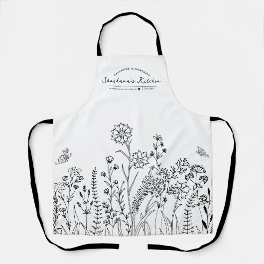 Stijlvolle Script Name  Floral Pattern Apron Schort (Voorkant)