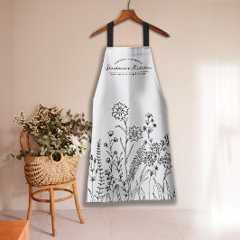 Stijlvolle Script Name Floral Pattern Apron Schort