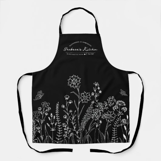 Stijlvolle Script Name  Floral Pattern Apron Schort (Voorkant)
