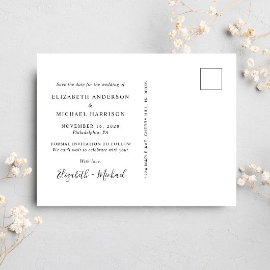 Stijlvolle Script Photo Overlay Save the Date Aankondigingskaart