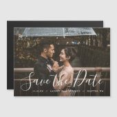 Stijlvolle Script Photo Overlay Save the Date Magn Magnetische Uitnodiging (Voorkant / Achterkant)