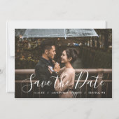 Stijlvolle Script Photo Overlay Save the Date Magn Magnetische Uitnodiging (Voorkant)