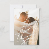 Stijlvolle Script Photo Wedding Dank u kaart (Voorkant)