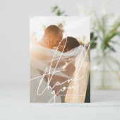 Stijlvolle Script Photo Wedding Dank u kaart (Staand voorkant)