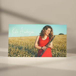 Stijlvolle Script profiel foto muzikant Dusty Blue Visitekaartje