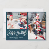 Stijlvolle Script Season's Greetings Christmas Feestdagenkaart (Voorkant)