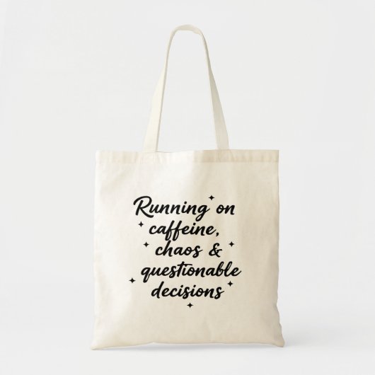 Stijlvolle script tas – Op cafeïne en (Voorkant)