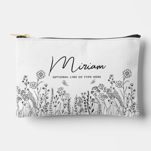 Stijlvolle Script Trendy Bloemige Cosmetische Tas (Voorkant)