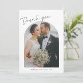 Stijlvolle Script Wedding 2 foto's Dank u kaart (Staand voorkant)
