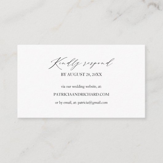 Stijlvolle Script Wedding Website Online RSVP-kaar Informatiekaartje (Voorkant)