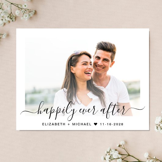 Stijlvolle scriptfoto De datum opslaan Aankondigingskaart