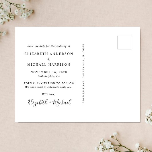 Stijlvolle scriptfoto De datum opslaan Aankondigingskaart