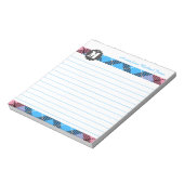 Stijlvolle scriptnaam Aangepast monogram Tartan Ui Notitieblok (Linkerzijde)