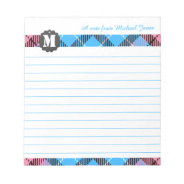 Stijlvolle scriptnaam Aangepast monogram Tartan Ui Notitieblok