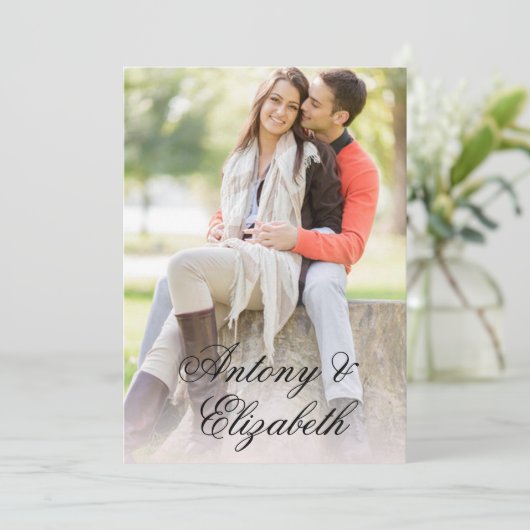 Stijlvolle scriptnaam Aangepaste foto Elegante bru Kaart (Staand voorkant)