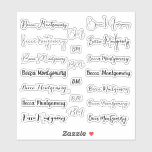 Stijlvolle scriptnaam en -Initialen Sticker