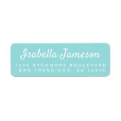 Stijlvolle scriptnaam Turquoise Blue Return-adres Etiket (Voorkant)