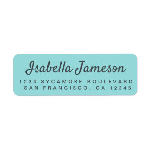 Stijlvolle scriptnaam Turquoise Blue Return-adres Etiket