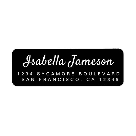 Stijlvolle scriptnaam Zwart retouradres Etiket (Voorkant)