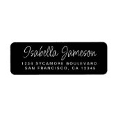 Stijlvolle scriptnaam Zwart retouradres Etiket (Voorkant)