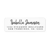 Stijlvolle scriptnaam Zwart Wit Retouradres Etiket (Voorkant)