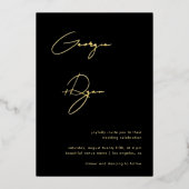 Stijlvolle scriptnamen Minimalistische zwarte brui Folie Uitnodiging (Voorkant)
