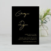 Stijlvolle scriptnamen Minimalistische zwarte brui Folie Uitnodiging (Staand Voorkant)