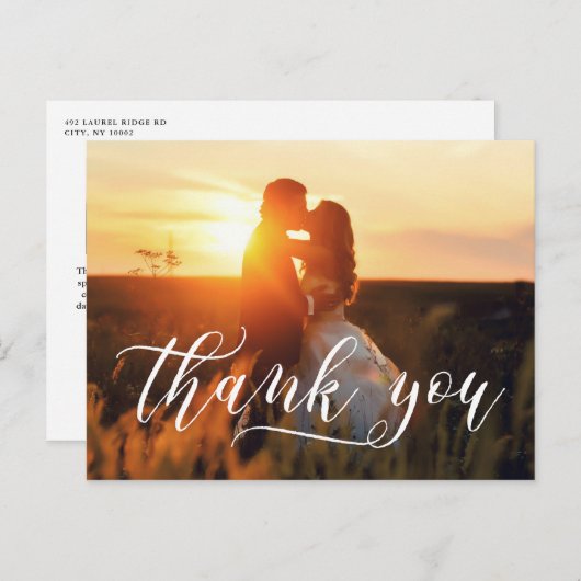 Stijlvolle scripttypografie | Bruiloft dank u Briefkaart (Voorkant / Achterkant)