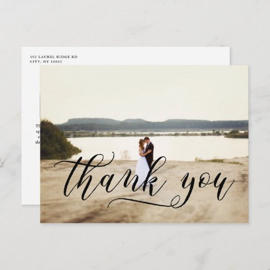 Stijlvolle scripttypografie | Bruiloft dank u Briefkaart (Voorkant / Achterkant)