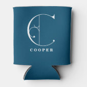 Stijlvolle Scroll Letter C Monogram met Achternaam Blikjeskoeler (Voorkant)
