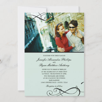 Stijlvolle Scrolls Wedding Photo-uitnodigingen Kaart