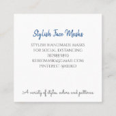 Stijlvolle Seamstress Face Covering Mask Designer Vierkante Visitekaartje (Achterkant)