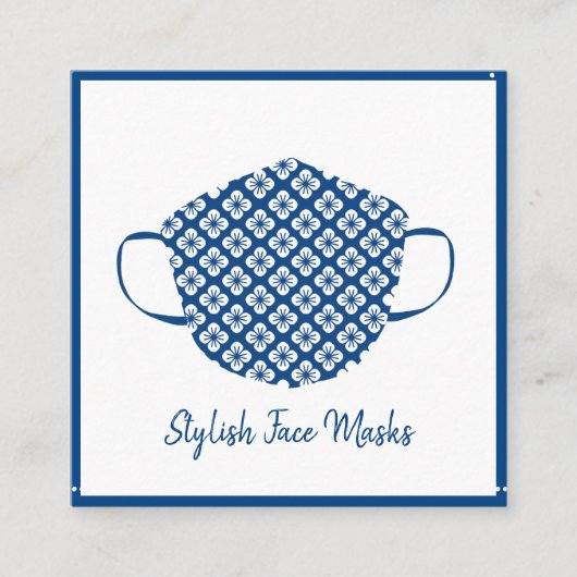 Stijlvolle Seamstress Face Covering Mask Designer Vierkante Visitekaartje (Voorkant)