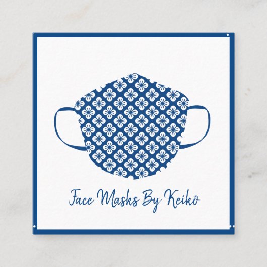 Stijlvolle Seamstress Face Covering Mask Designer Vierkante Visitekaartje (Voorkant)