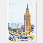 Stijlvolle Sevilla Spanje Kathedraal Waterverf Magneet (Voorkant)
