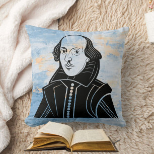 Stijlvolle Shakespeare Blue White Gold Waterverf Kussen