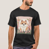 Stijlvolle Shiba Inu en Cherry Blossom voor Mode T-shirt (Voorkant)