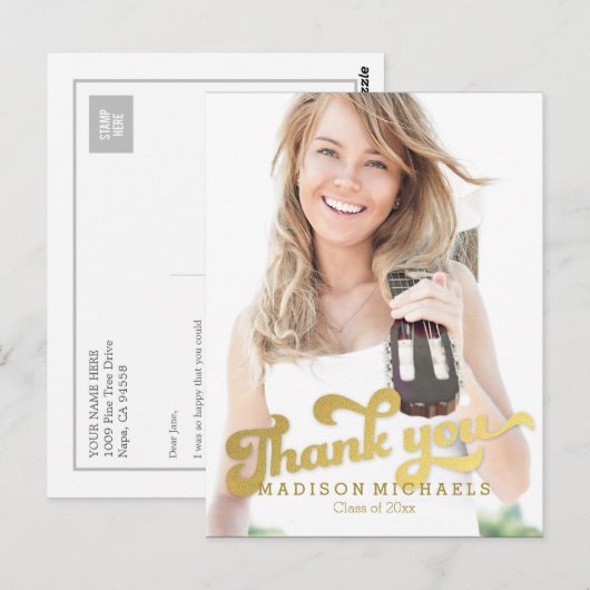 Stijlvolle Shimmer Afstuderen bedankkaart Briefkaart (Voorkant / Achterkant)