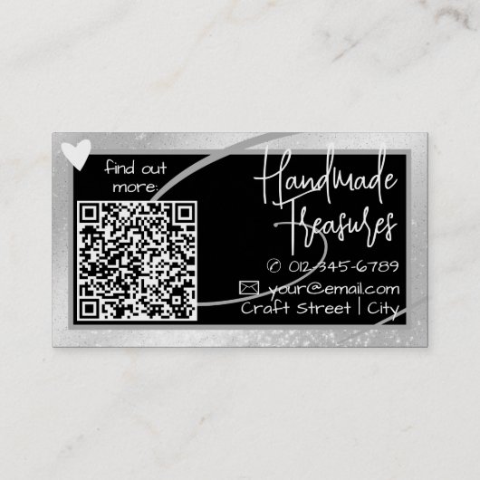 Stijlvolle Shimmery Silver Lijst Schattige Hart me Visitekaartje (Achterkant)