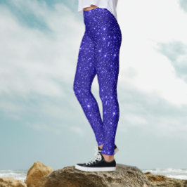 Stijlvolle Shiny Cosmic Galaxy Blue Glitter Party Leggings