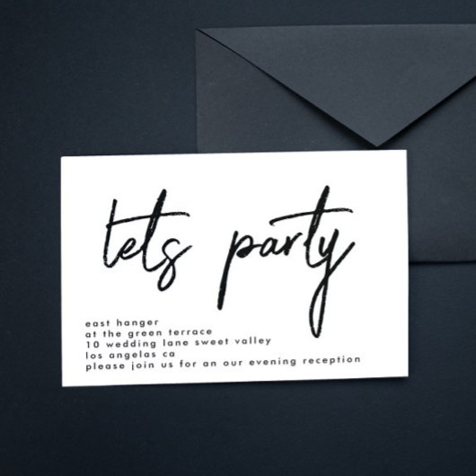 Stijlvolle show voor Black White Wedding Reception Kaart