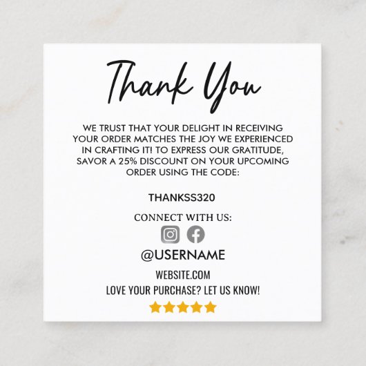 Stijlvolle sieraden zorg dank u bedrijf Logo Vierkante Visitekaartje (Achterkant)