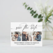 Stijlvolle Signature Script 3 foto's Sla de datum  Briefkaart (Staand voorkant)