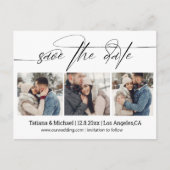 Stijlvolle Signature Script 3 foto's Sla de datum  Briefkaart (Voorkant)