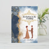 Stijlvolle Silhouette paar bruiloft uitnodiging (N (Staand voorkant)