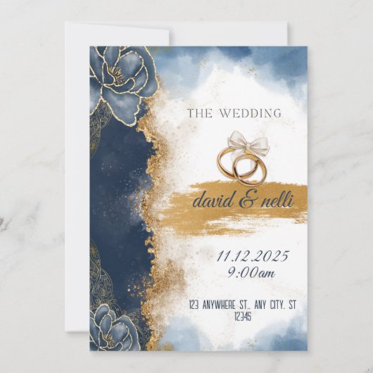 Stijlvolle Silhouette paar bruiloft uitnodiging (N (Achterkant)