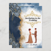 Stijlvolle Silhouette paar bruiloft uitnodiging (N (Voorkant / Achterkant)