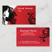 Stijlvolle Silhouette Woman Hair Stylist | Rood Visitekaartje (Voorkant / Achterkant)